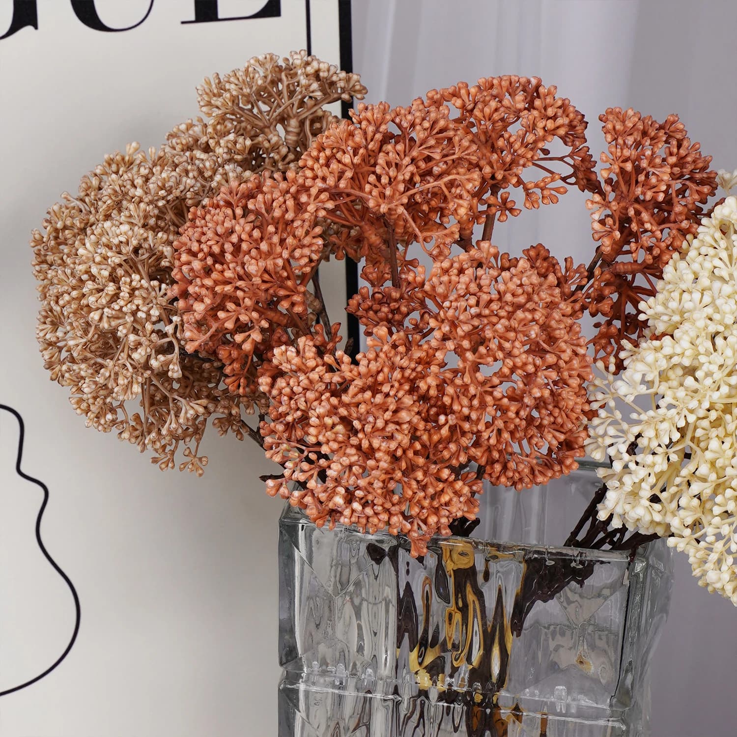 Dekoracyjne Gałązki z Kwiatem Prosa 34cm